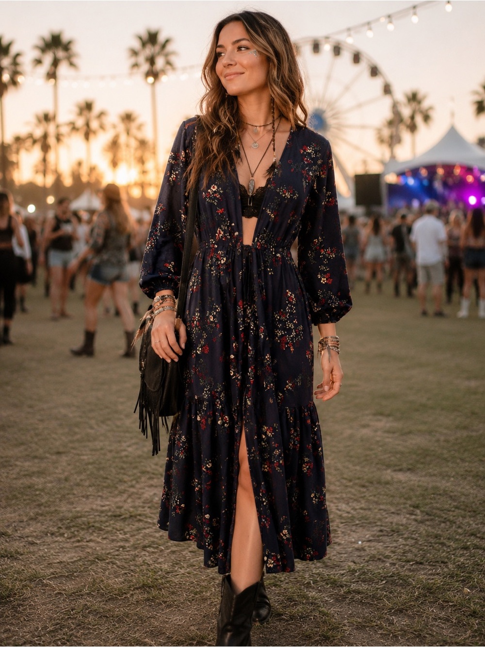 250) Levi’s Floral Longline Kimono Duster | Boho Open Front Cover Up